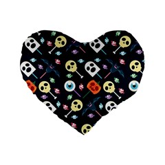 Halloween Candy Pattern Vector Standard 16  Premium Heart Shape Cushions by Vaneshart