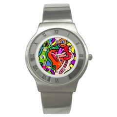 Seamless Doodle Stainless Steel Watch