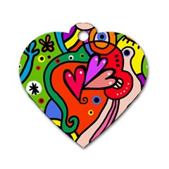 Seamless Doodle Dog Tag Heart (One Side)