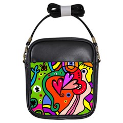 Seamless Doodle Girls Sling Bag