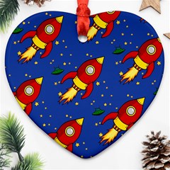 Space Rocket Pattern Ornament (heart) by Vaneshart