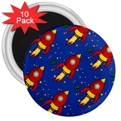 Space Rocket Pattern 3  Magnets (10 Pack)  by Vaneshart