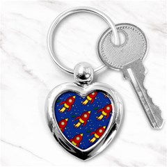 Space Rocket Pattern Key Chain (heart) by Vaneshart