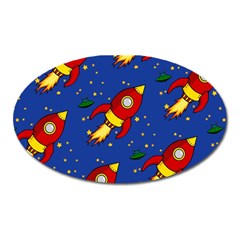 Space Rocket Pattern Oval Magnet by Vaneshart