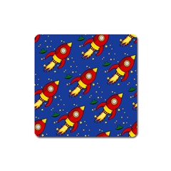 Space Rocket Pattern Square Magnet by Vaneshart