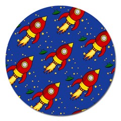 Space Rocket Pattern Magnet 5  (round) by Vaneshart