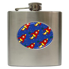 Space Rocket Pattern Hip Flask (6 Oz) by Vaneshart