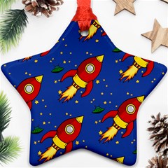 Space Rocket Pattern Star Ornament (two Sides) by Vaneshart