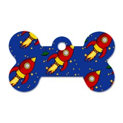 Space Rocket Pattern Dog Tag Bone (one Side) by Vaneshart