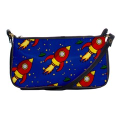 Space Rocket Pattern Shoulder Clutch Bag by Vaneshart