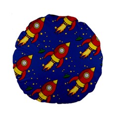 Space Rocket Pattern Standard 15  Premium Round Cushions by Vaneshart