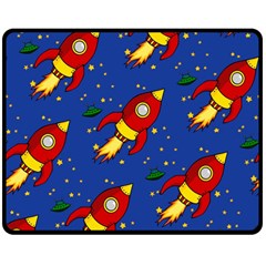 Space Rocket Pattern Double Sided Fleece Blanket (medium)  by Vaneshart