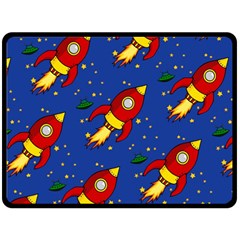 Space Rocket Pattern Double Sided Fleece Blanket (large)  by Vaneshart