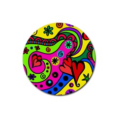 Seamless Doodle Rubber Round Coaster (4 Pack)  by Vaneshart