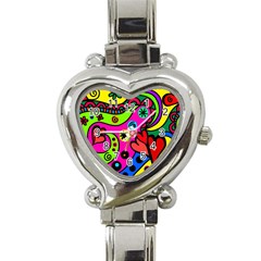 Seamless Doodle Heart Italian Charm Watch by Vaneshart