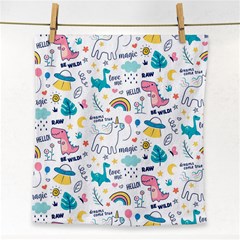 Colorful Doodle Animals Words Pattern Face Towel by Vaneshart