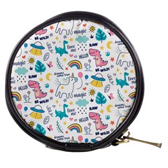 Colorful Doodle Animals Words Pattern Mini Makeup Bag by Vaneshart