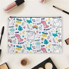 Colorful Doodle Animals Words Pattern Cosmetic Bag (large) by Vaneshart