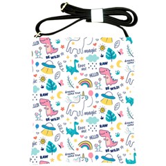 Colorful Doodle Animals Words Pattern Shoulder Sling Bag by Vaneshart