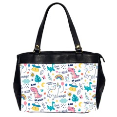 Colorful Doodle Animals Words Pattern Oversize Office Handbag (2 Sides) by Vaneshart