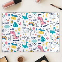 Colorful Doodle Animals Words Pattern Cosmetic Bag (xxl) by Vaneshart