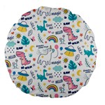 Colorful Doodle Animals Words Pattern Large 18  Premium Round Cushions Front