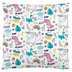 Colorful Doodle Animals Words Pattern Standard Flano Cushion Case (two Sides) by Vaneshart