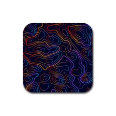 Topographic Colorful Contour Illustration Background Rubber Coaster (square)  by Vaneshart