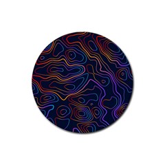 Topographic Colorful Contour Illustration Background Rubber Coaster (Round) 