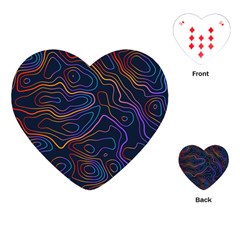 Topographic Colorful Contour Illustration Background Playing Cards Single Design (heart) by Vaneshart