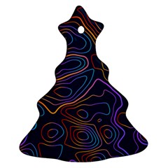 Topographic Colorful Contour Illustration Background Christmas Tree Ornament (two Sides) by Vaneshart