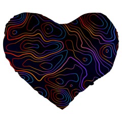 Topographic Colorful Contour Illustration Background Large 19  Premium Heart Shape Cushions by Vaneshart