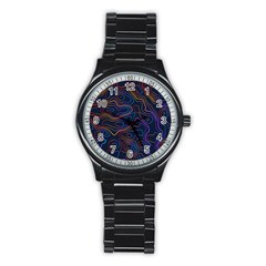 Topographic Colorful Contour Illustration Background Stainless Steel Round Watch