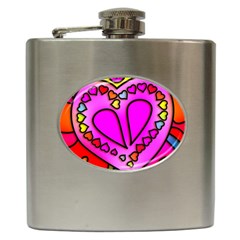 Stained Glass Love Heart Hip Flask (6 Oz) by Vaneshart