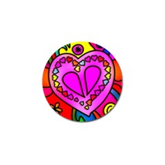 Stained Glass Love Heart Golf Ball Marker by Vaneshart