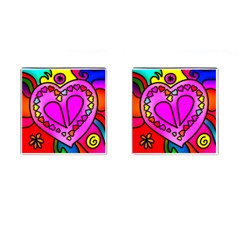 Stained Glass Love Heart Cufflinks (square) by Vaneshart