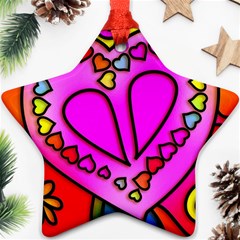 Stained Glass Love Heart Star Ornament (two Sides) by Vaneshart