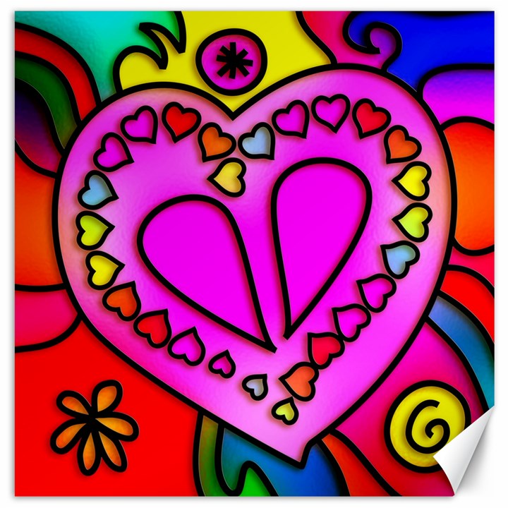 Stained Glass Love Heart Canvas 20  x 20 