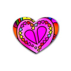 Stained Glass Love Heart Rubber Coaster (heart)  by Vaneshart