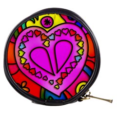 Stained Glass Love Heart Mini Makeup Bag by Vaneshart