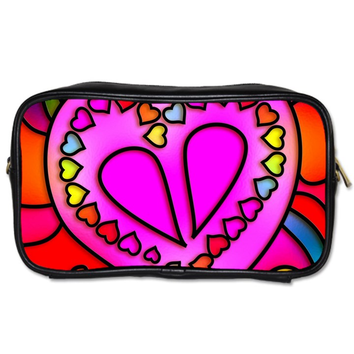 Stained Glass Love Heart Toiletries Bag (One Side)