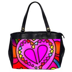 Stained Glass Love Heart Oversize Office Handbag (2 Sides) by Vaneshart