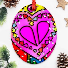 Stained Glass Love Heart Oval Filigree Ornament (two Sides) by Vaneshart