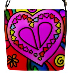 Stained Glass Love Heart Flap Closure Messenger Bag (s) by Vaneshart