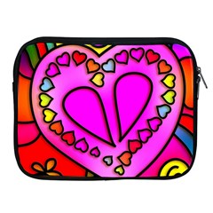 Stained Glass Love Heart Apple Ipad 2/3/4 Zipper Cases by Vaneshart