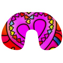 Stained Glass Love Heart Travel Neck Pillow by Vaneshart