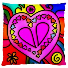 Stained Glass Love Heart Standard Flano Cushion Case (two Sides) by Vaneshart