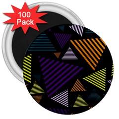 Abstract Pattern Design Various Striped Triangles Decoration 3  Magnets (100 Pack) by Vaneshart