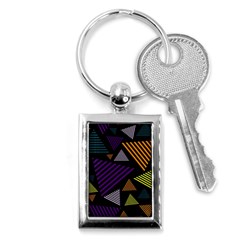 Abstract Pattern Design Various Striped Triangles Decoration Key Chain (rectangle) by Vaneshart