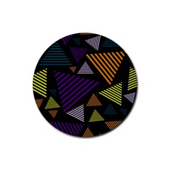 Abstract Pattern Design Various Striped Triangles Decoration Rubber Round Coaster (4 Pack)  by Vaneshart